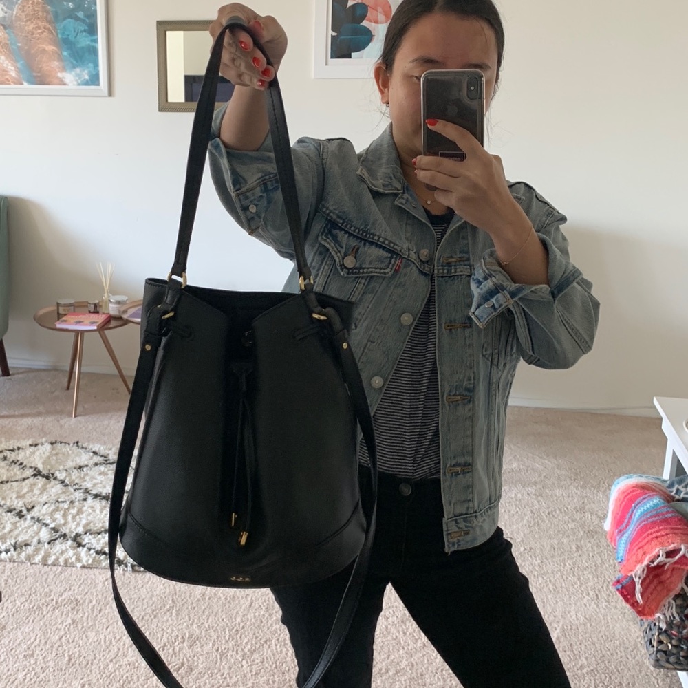 Real leather Ralph Lauren bucket bag crossbody